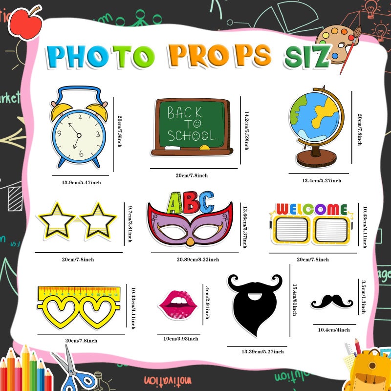 Haimimall Welcome Back to School Decorations First Day of Schoo Back to School Photo Props Frame& Photo Props First Day of School Party Supplies - Image 4